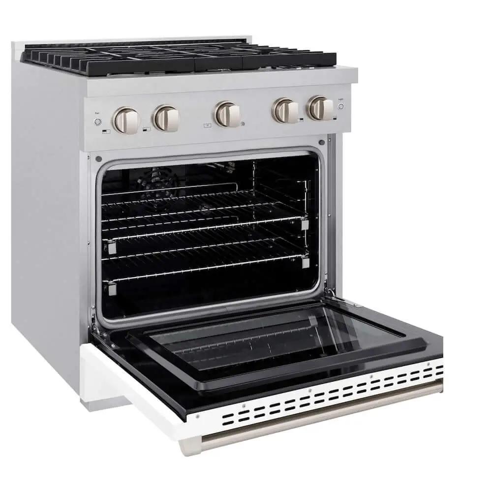 ZLINE 30"Gas Range, Convection Gas Oven , DuraSnow® White Matte, SGRS-WM-30 by Farmhouse Kitchen and Bath