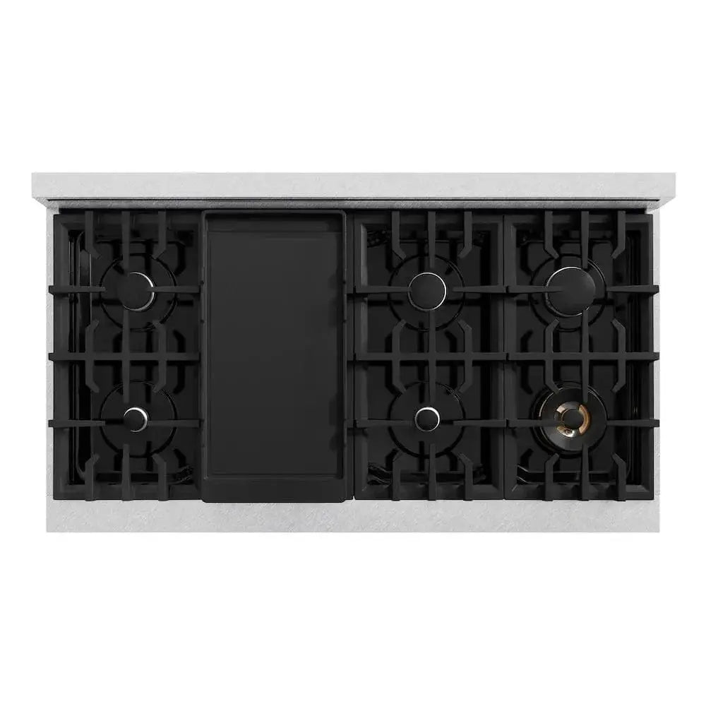 ZLINE 48" Dual Fuel Range, Gas Cooktop, Electric Convection Oven DuraSnow® Stainless Steel, CDRS-48 by Farmhouse Kitchen and Bath