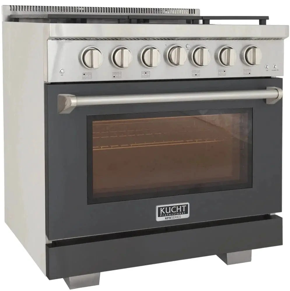 Kucht 36" Freestanding Professional Gas Range KFX3600X-GY by Farmhouse Kitchen and Bath