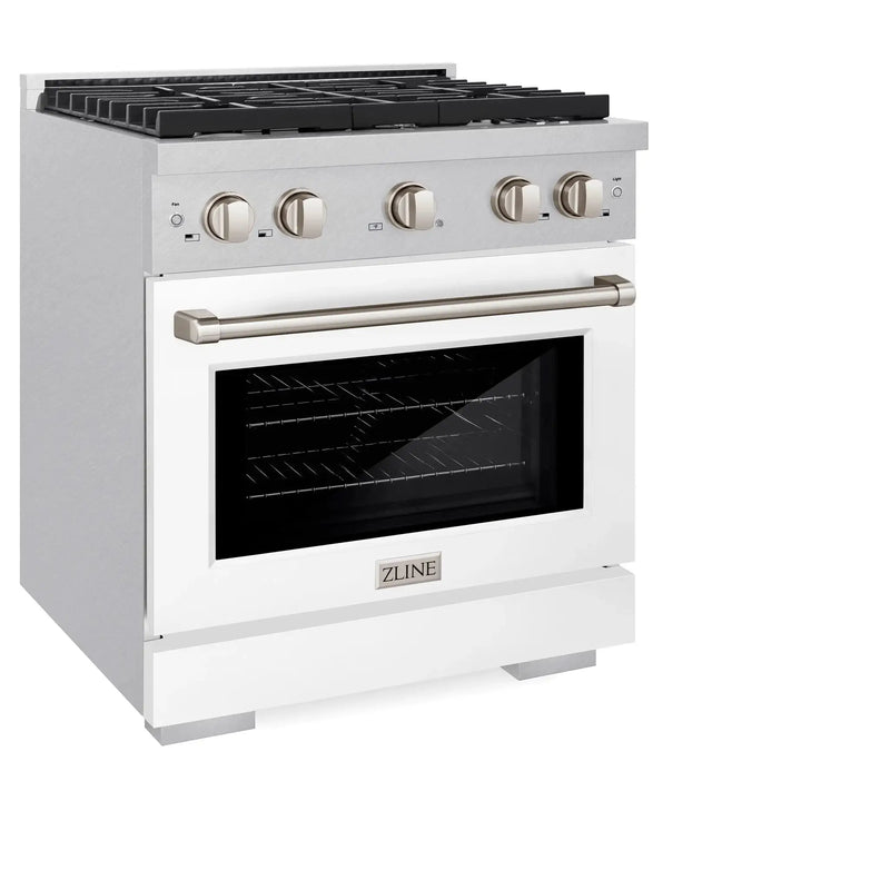 ZLINE 30"Paramount Dual Fuel Range DuraSnow® White Matte SDRS-WM-30 by Farmhouse Kitchen and Bath