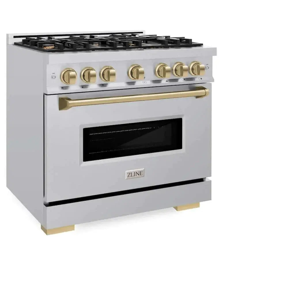 ZLINE 36" Classic Gas Range, Convection Gas Oven Stainless Steel, Champagne Bronze CGRZ-36-CB by Farmhouse Kitchen and Bath