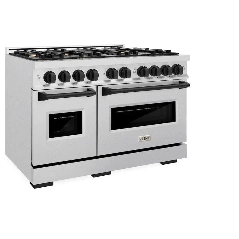 ZLINE 48"Classic Gas Range, Convection Gas Oven, DuraSnow® Stainless Steel, Matte Black CGRSZ-48-MB by Farmhouse Kitchen and Bath