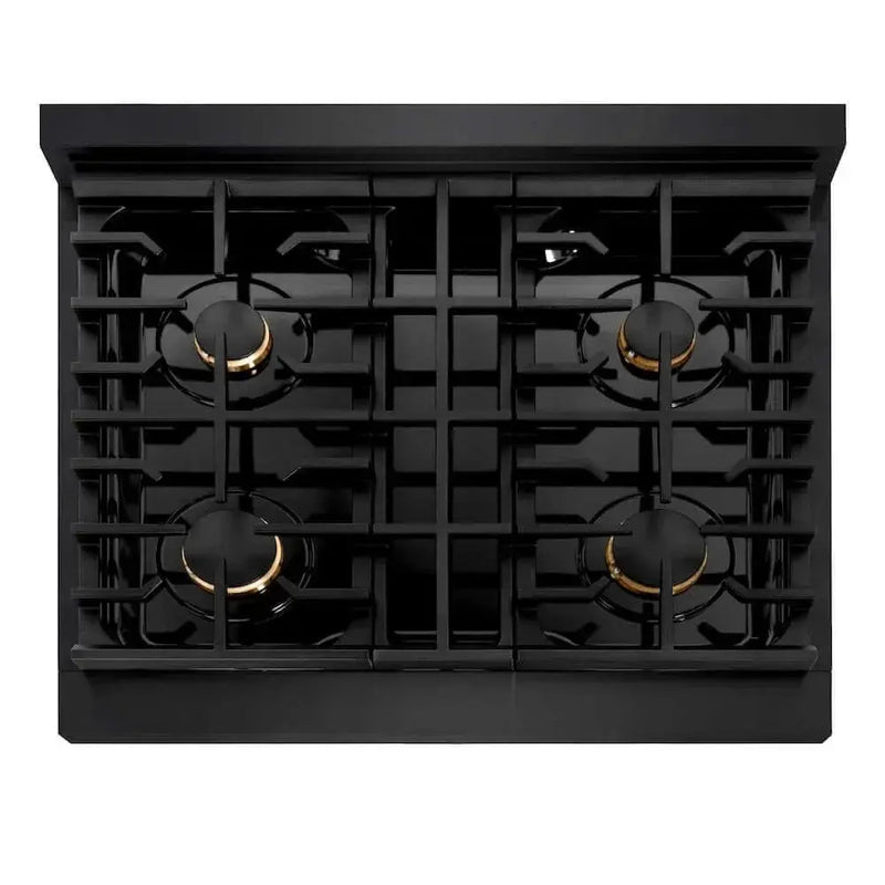 ZLINE 30"Gas Range, Convection Gas Oven, Black, Gold, SGRBZ-30-G by Farmhouse Kitchen and Bath