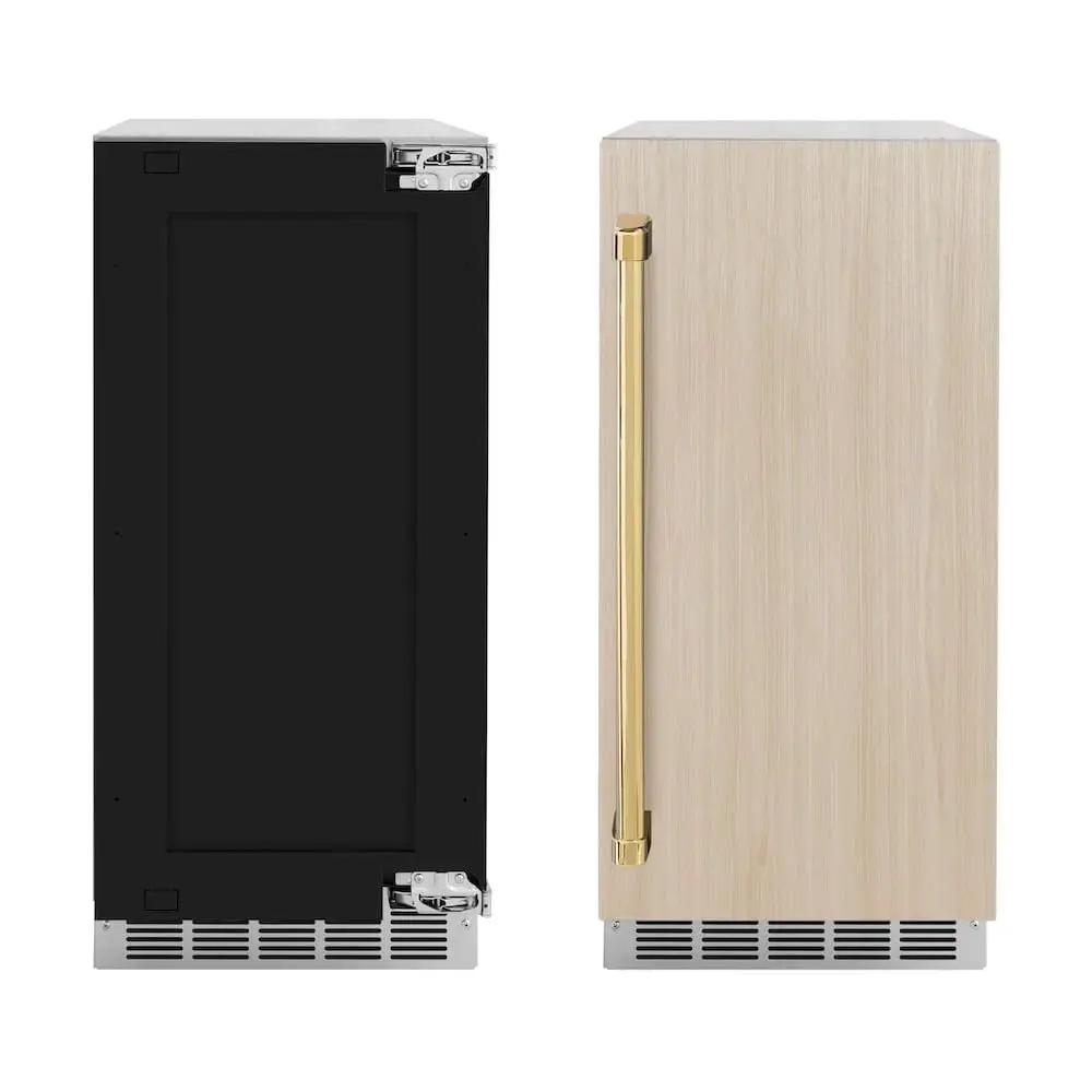 ZLINE 15" Touchstone Clear Cube Ice Maker Drain Pump Panel Ready Door Polished Gold Door ICCDPZ-15-G by Farmhouse Kitchen and Bath