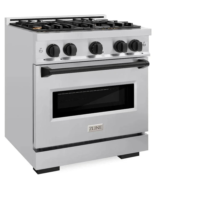 ZLINE 30" Classic Gas Range, Convection Gas Oven Stainless Steel, Matte Black CGRZ-30-MB by Farmhouse Kitchen and Bath