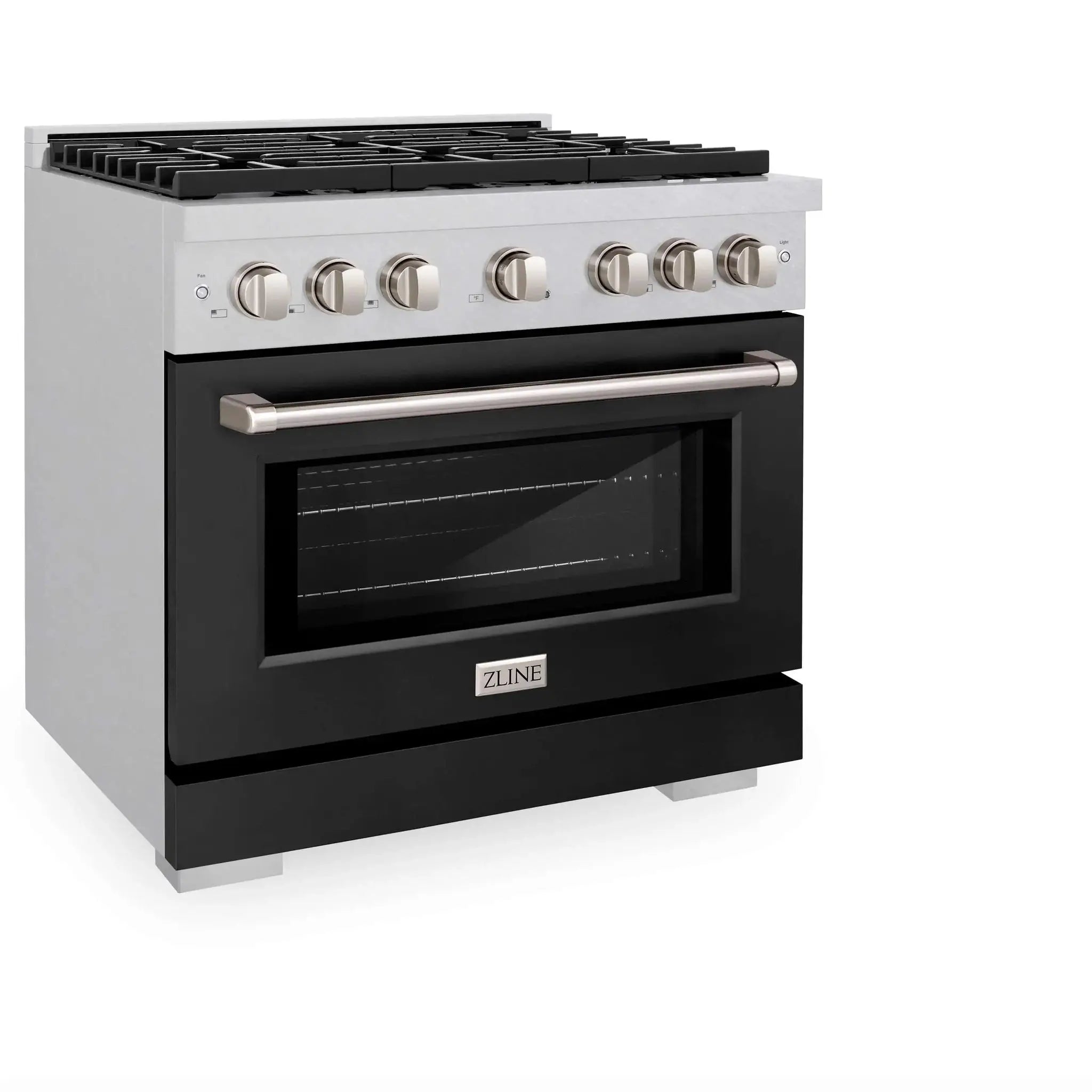 ZLINE 36"Paramount Dual Fuel Range DuraSnow® Black Matte SDRS-BLM-36 by Farmhouse Kitchen and Bath