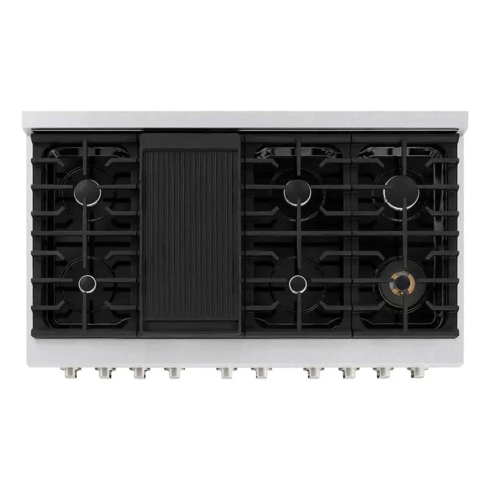 ZLINE 48"Gas Range, Convection Gas Oven , DuraSnow® White Matte, SGRS-WM-48 by Farmhouse Kitchen and Bath