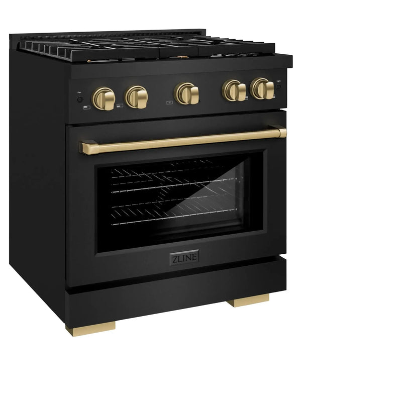 ZLINE 30"Paramount Dual Fuel Range Black Stainless Steel, Champagne Bronze SDRBZ-30-CB by Farmhouse Kitchen and Bath