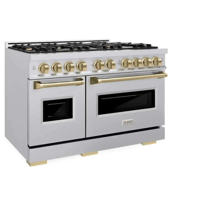 ZLINE 48" Classic Gas Range, Convection Gas Oven Stainless Steel, Champagne Bronze CGRZ-48-CB by Farmhouse Kitchen and Bath