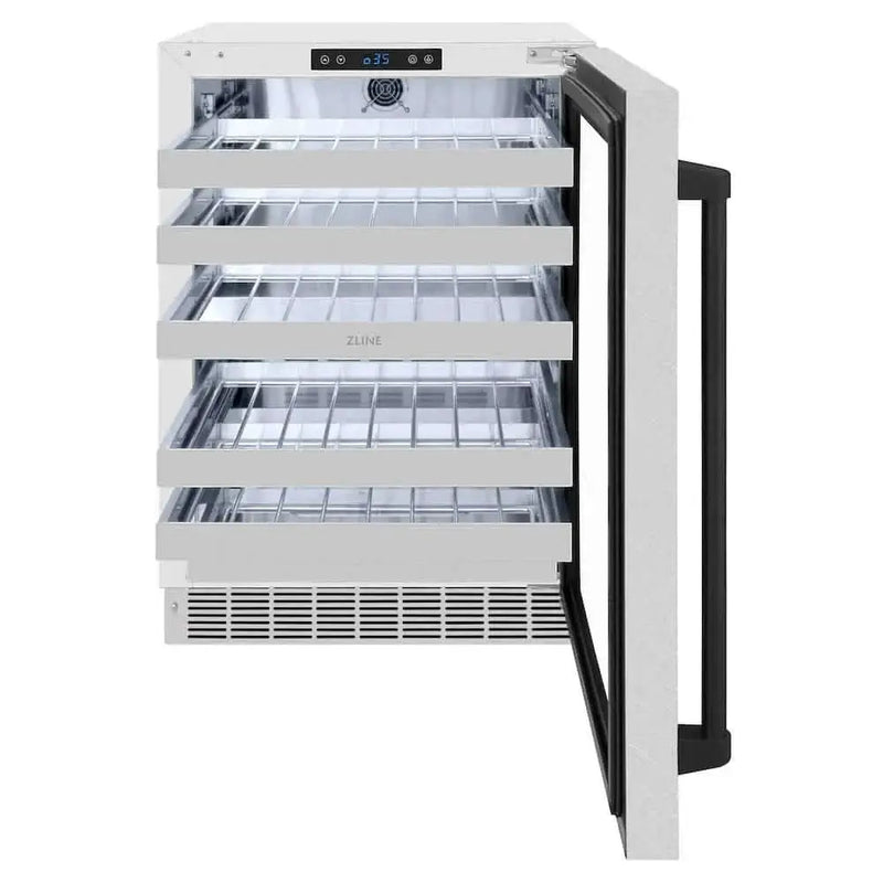 ZLINE 24" Touchstone Dual Zone 44 Bottle Wine Cooler DuraSnow® Stainless Steel Glass Door Matte Black Handle RWDOZ-SN-24-MB by Farmhouse Kitchen and Bath