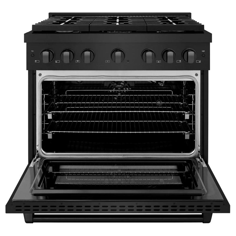 ZLINE 36"Paramount Dual Fuel Range Black Stainless Steel, SDRB-36 by Farmhouse Kitchen and Bath