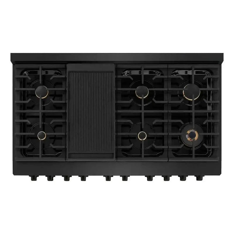 ZLINE 48 in.Gas Range, Convection Gas Oven, Brass Burner, Black Stainless Steel, SGRB-BR-48 by Farmhouse Kitchen and Bath