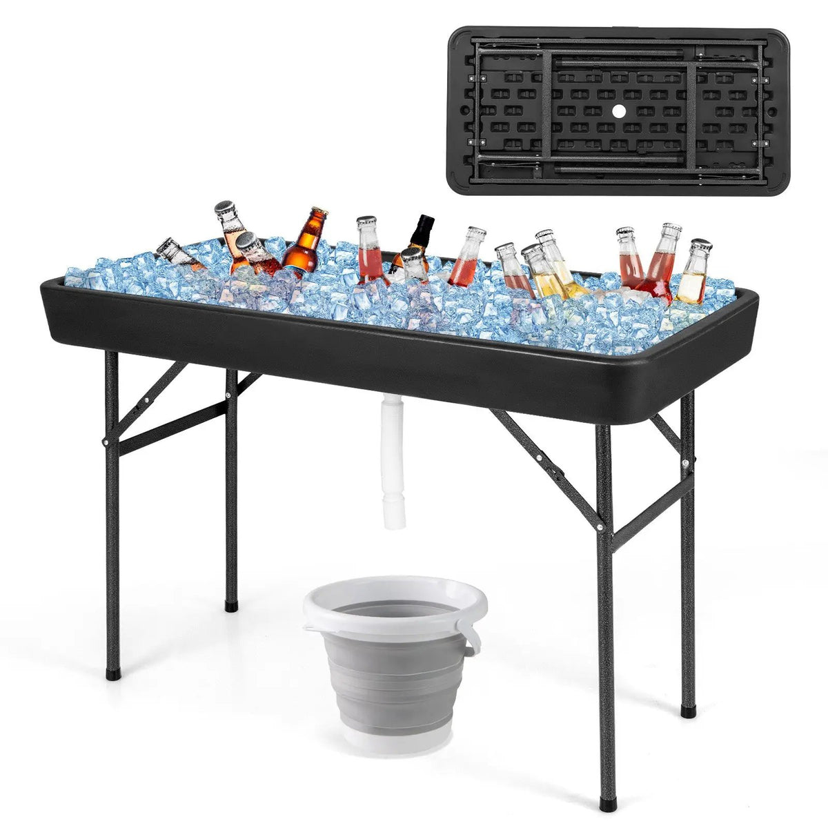 4 Feet Plastic Party Ice Folding Table with Matching Skirt, photo 3 of 9