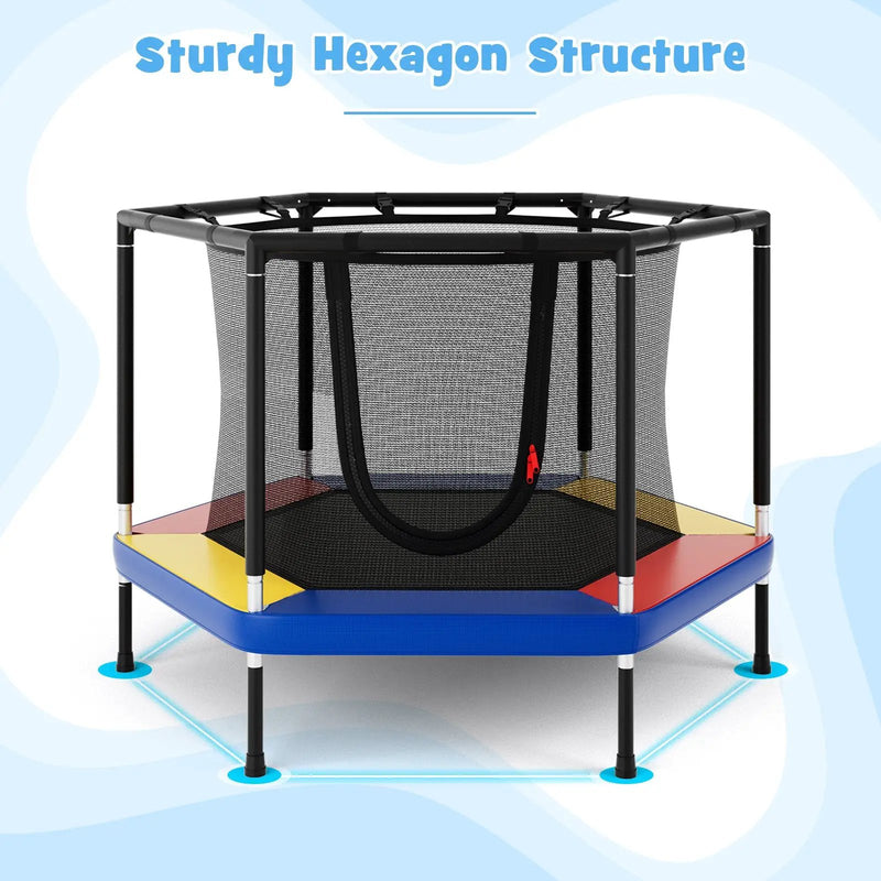4 FT Small Toddler Recreational Trampoline with Safety Enclosure Net-Colorful by DirectDeals
