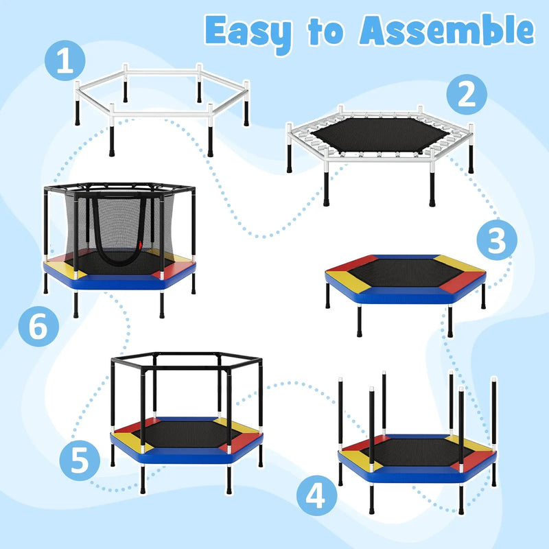 4 FT Small Toddler Recreational Trampoline with Safety Enclosure Net-Colorful by DirectDeals