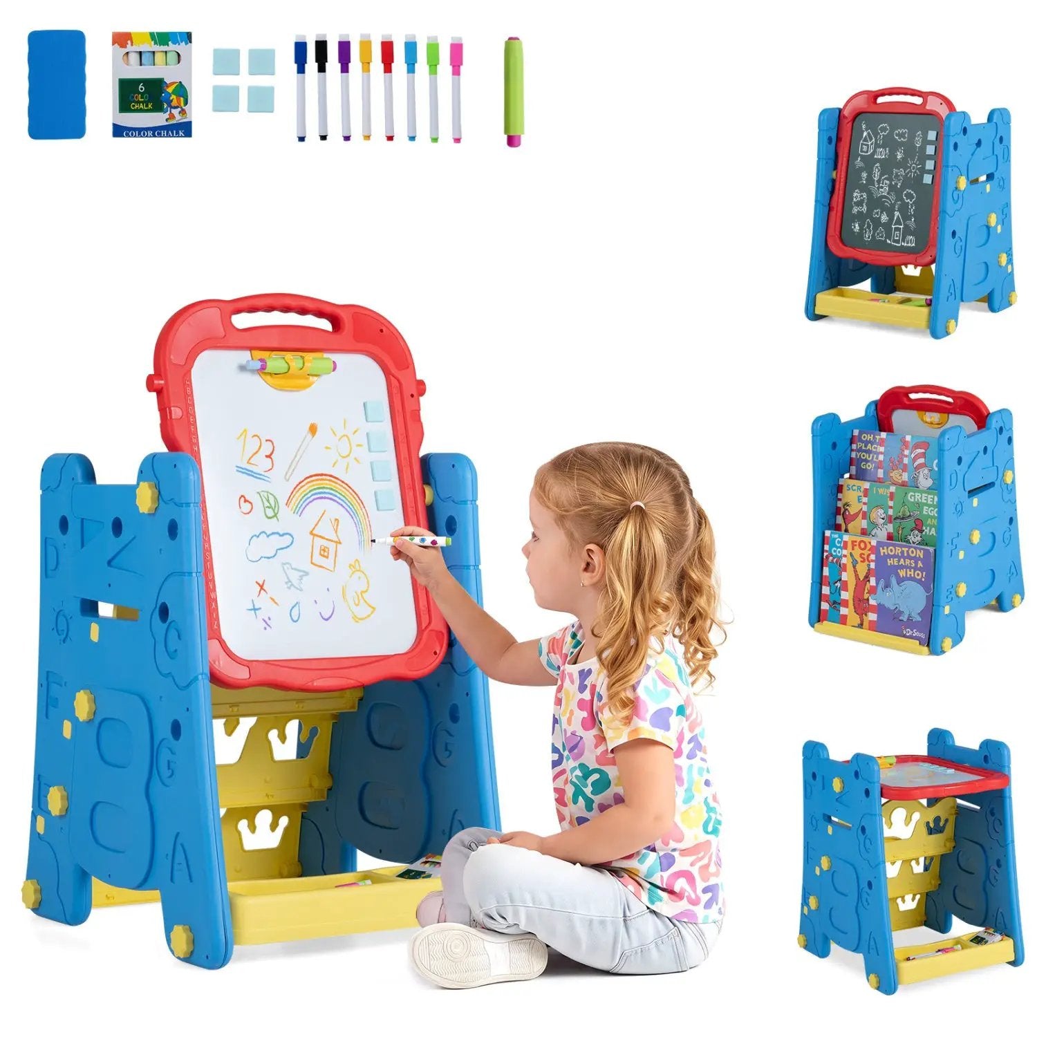 Kids Art Easel 4-in-1 Double Sided Magnetic Board by DirectDeals