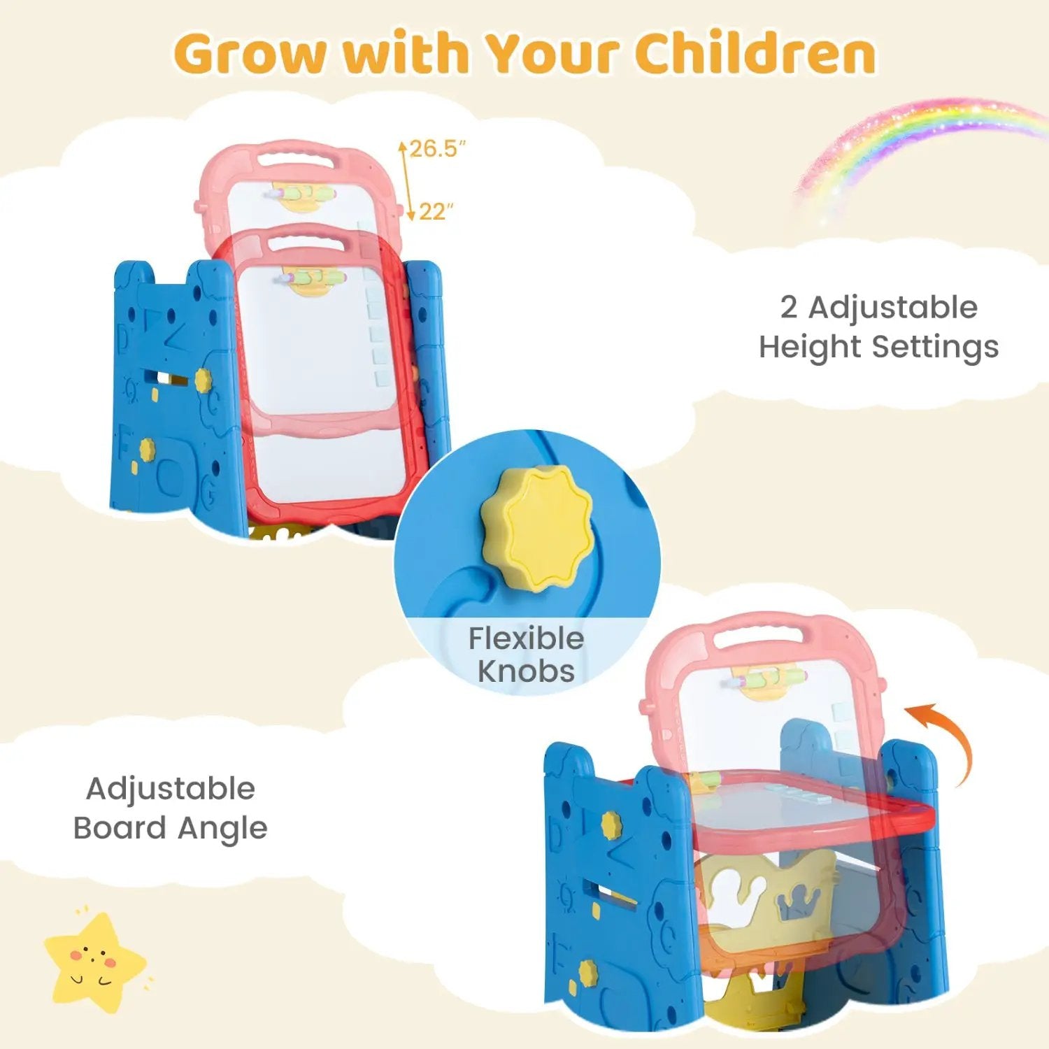 Kids Art Easel 4-in-1 Double Sided Magnetic Board by DirectDeals
