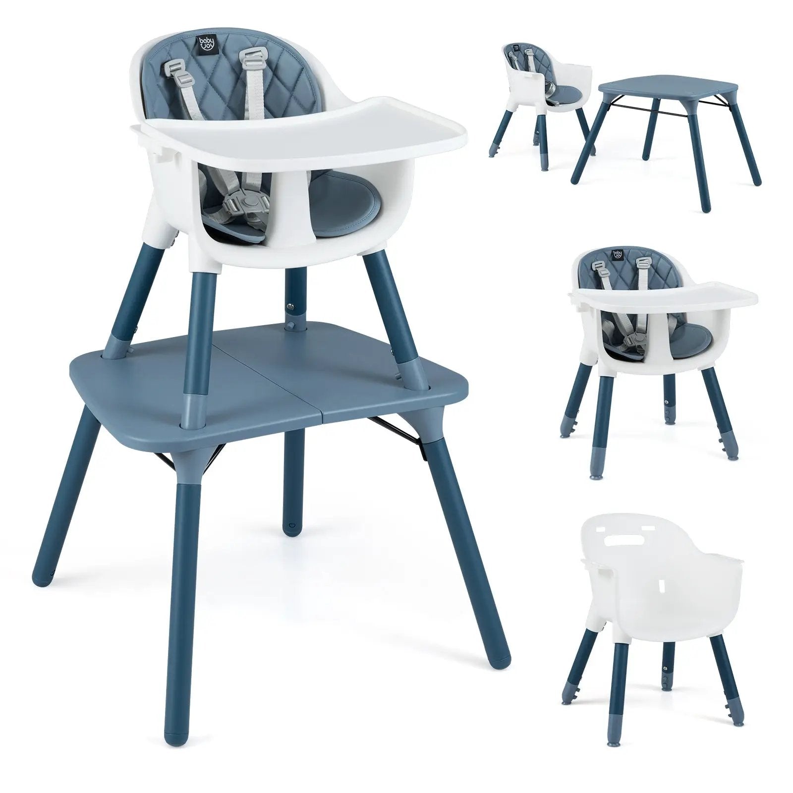 4-in-1 Baby Convertible Toddler Table Chair Set with PU Cushion by DirectDeals