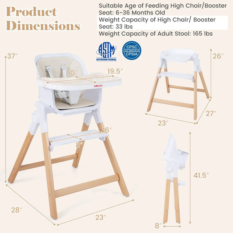 4-in-1 Convertible Baby High Chair with Adjustable Tray by DirectDeals