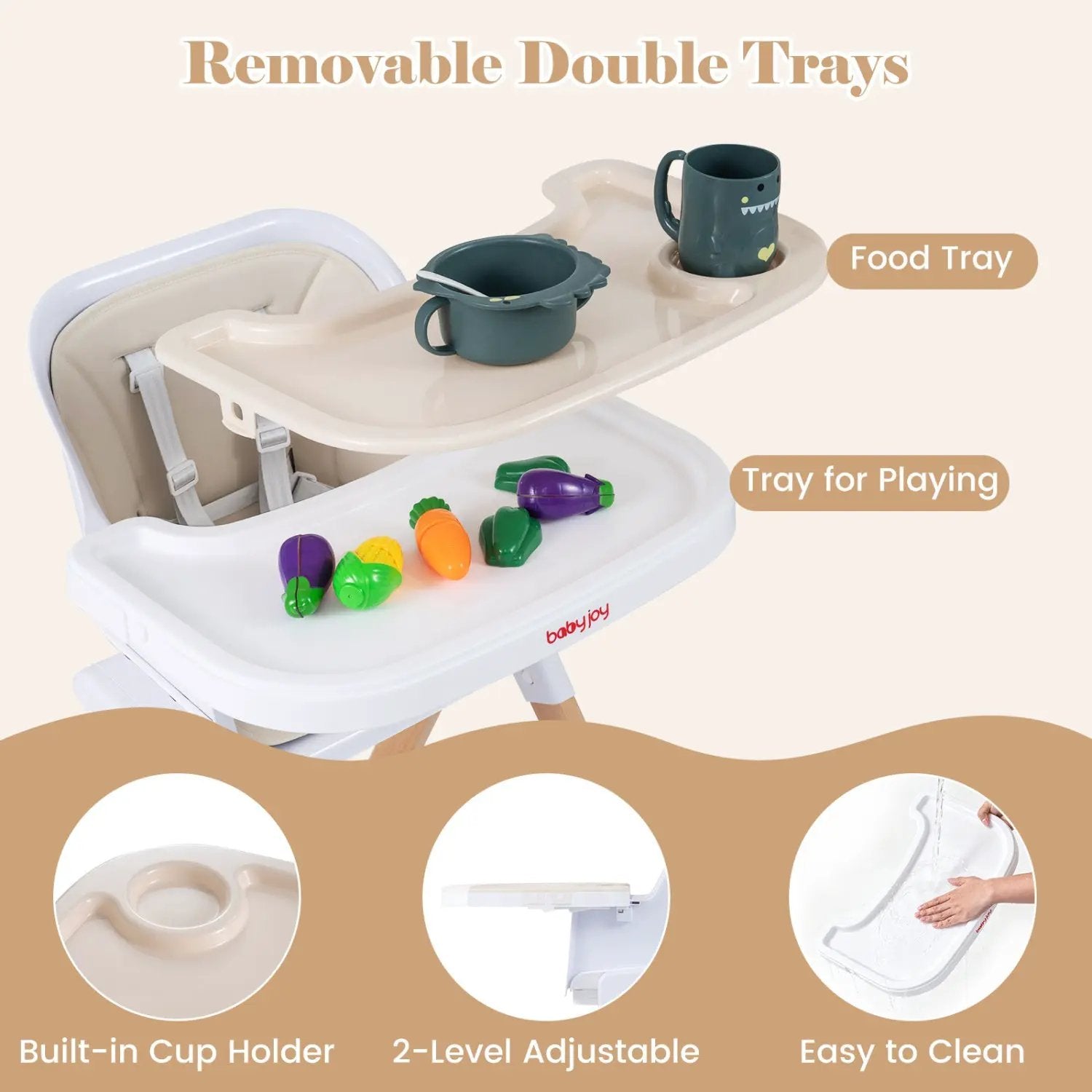 4-in-1 Convertible Baby High Chair with Adjustable Tray by DirectDeals