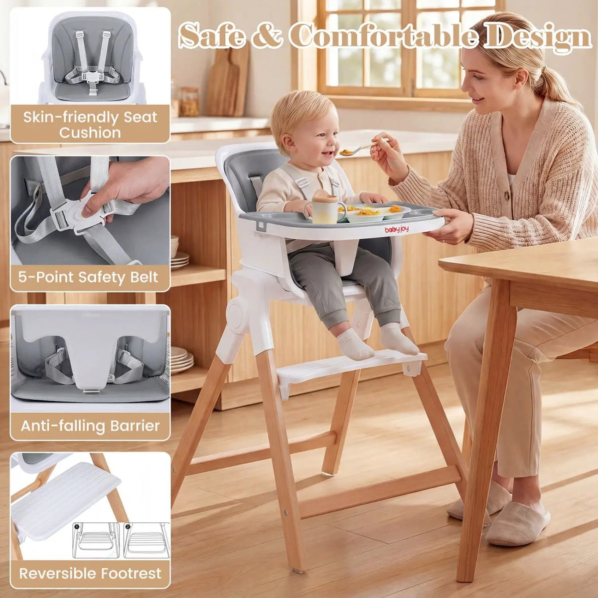 4-in-1 Convertible Baby High Chair with Adjustable Tray, photo 15 of 16