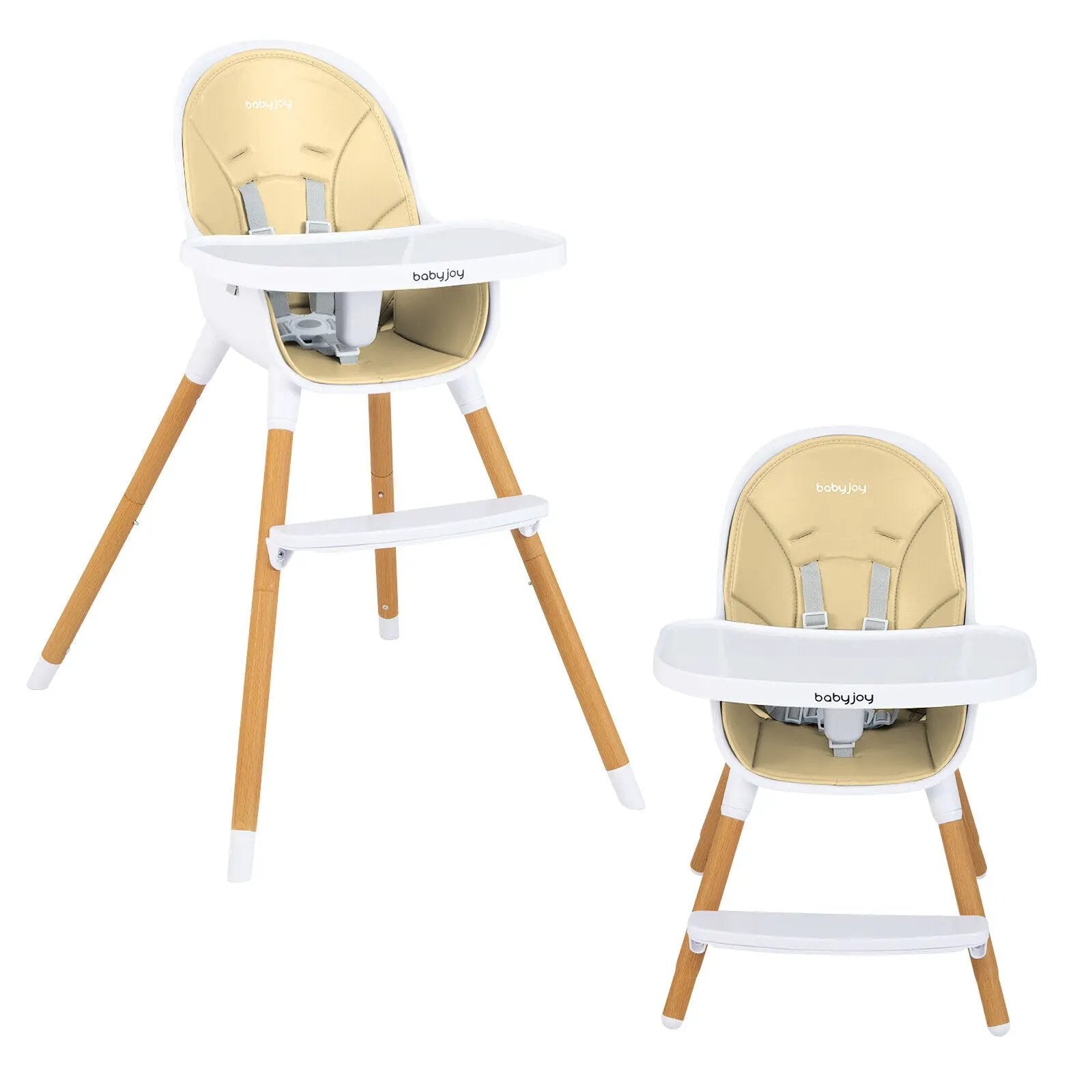 4-in-1 Convertible Baby High Chair Infant Feeding Chair with Adjustable Tray by DirectDeals