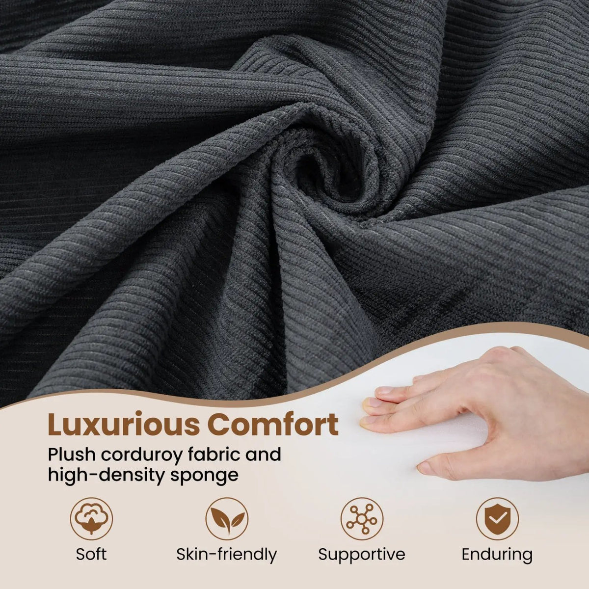 4-in-1 Convertible Folding Sofa Bed with Comfy Corduroy Cover, photo 7 of 16