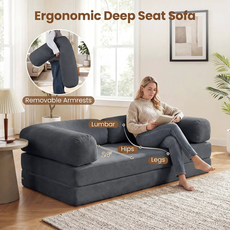 4-in-1 Convertible Folding Sofa Bed with Comfy Corduroy Cover by DirectDeals