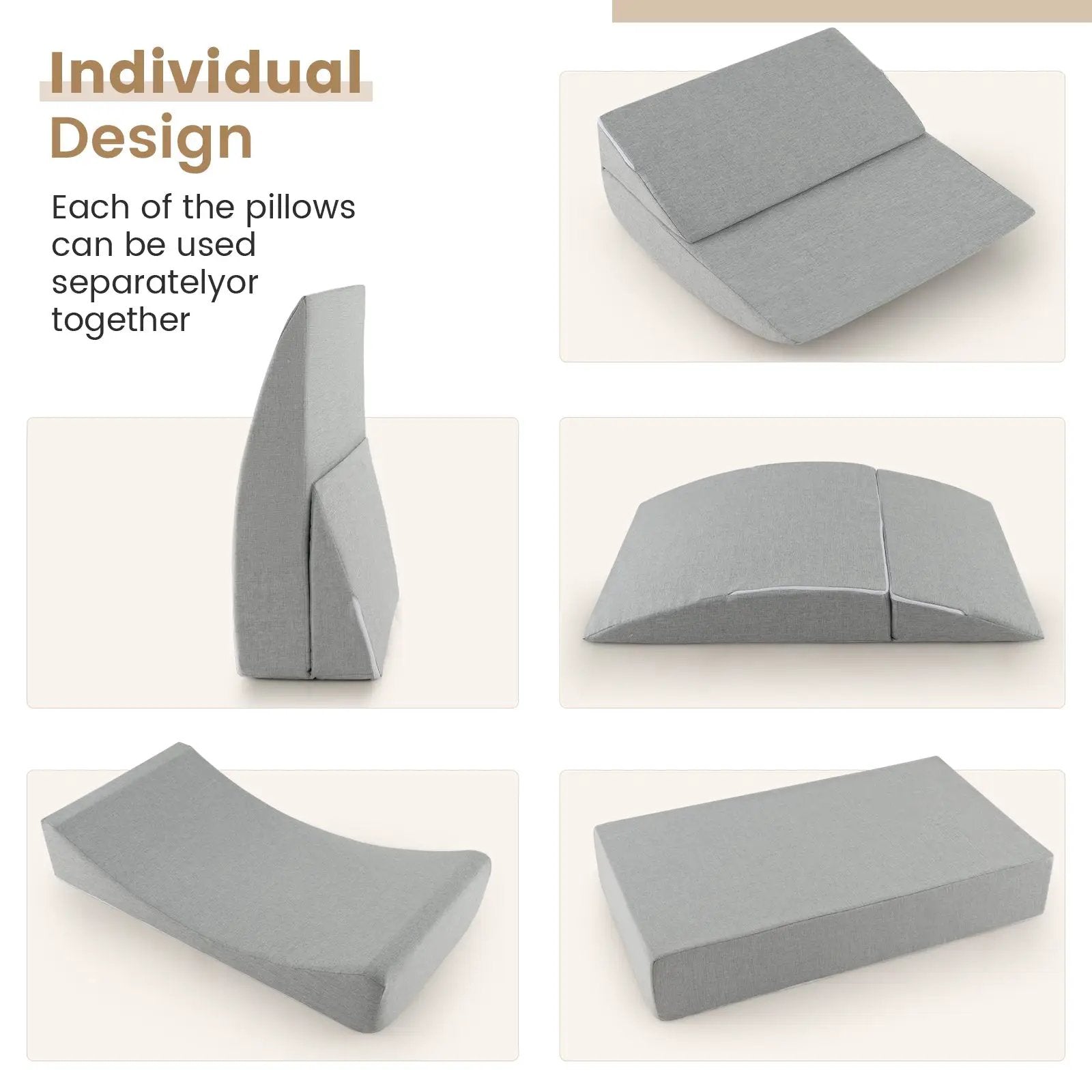 4-in-1 Convertible Folding Sofa Bed with High-Density Foam-Gray by DirectDeals
