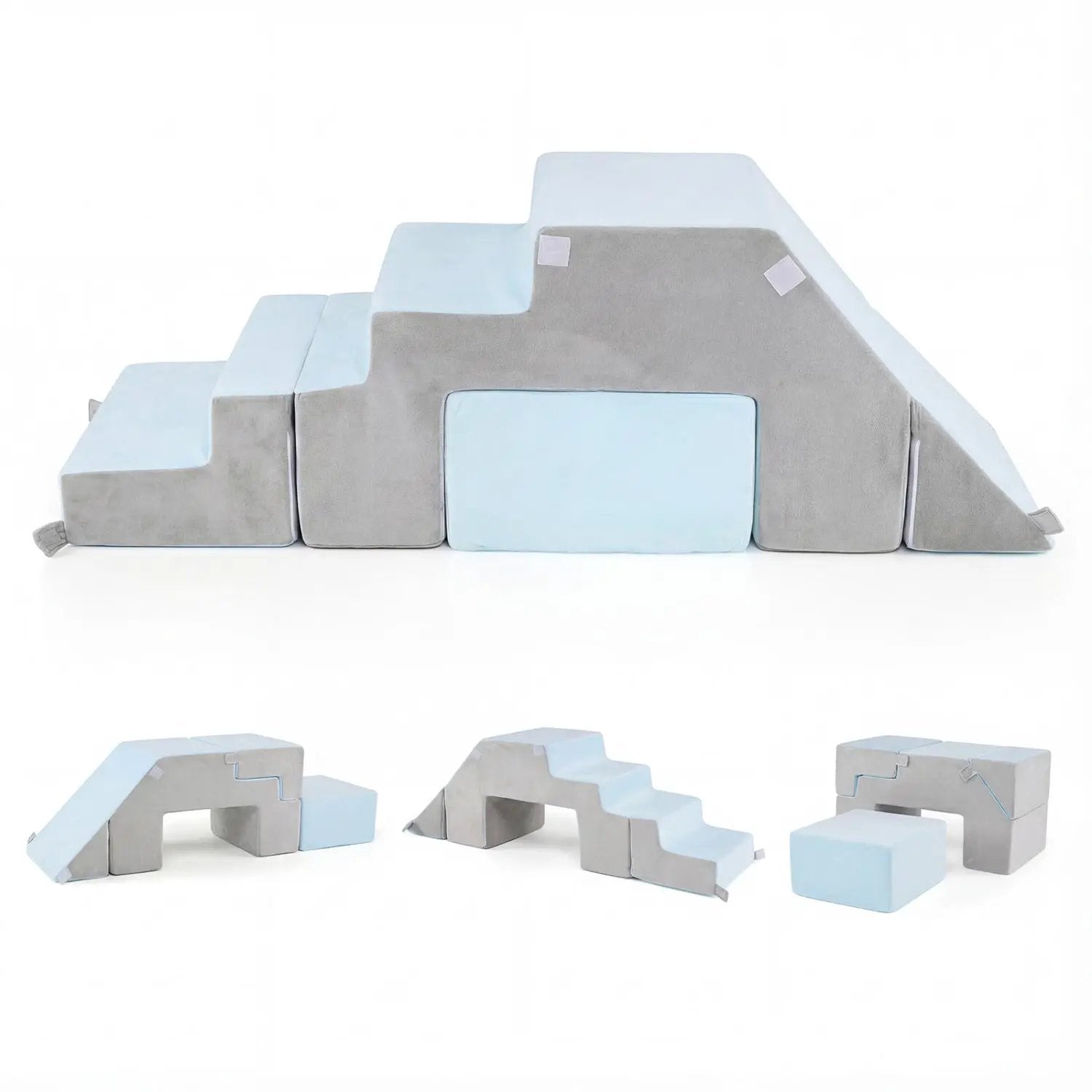 4-in-1 Foam Climbing Blocks Toddler Indoor Climb with Slide-Gray by DirectDeals