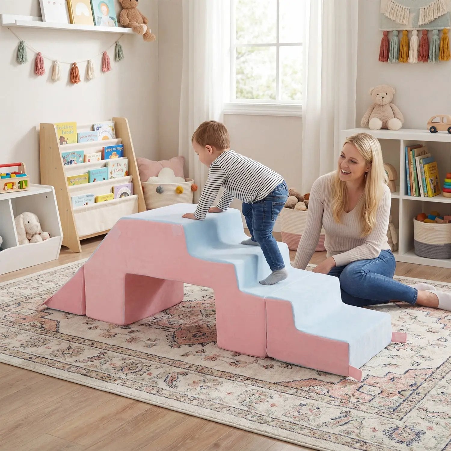 4-in-1 Foam Climbing Blocks with Slide for Toddlers by DirectDeals