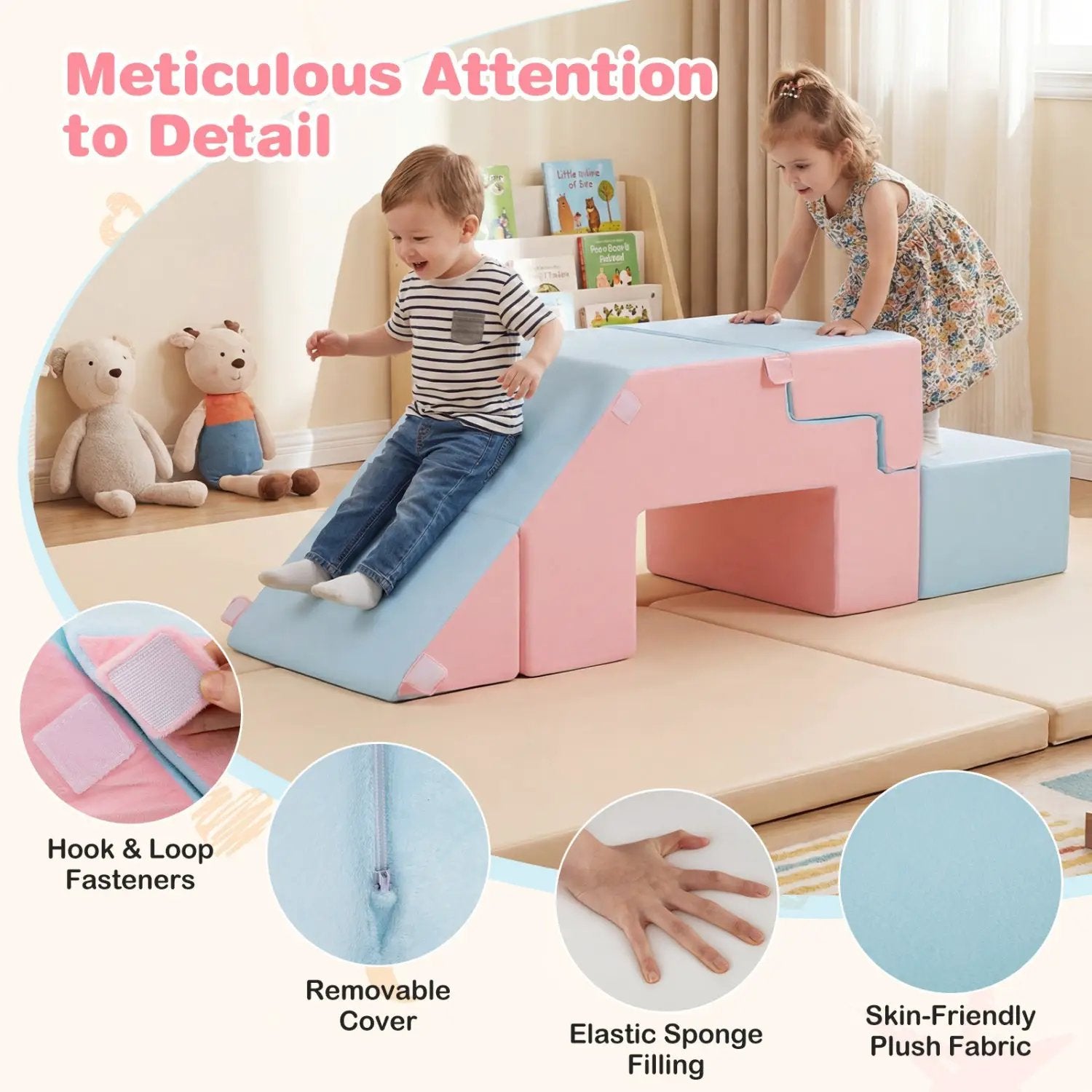 4-in-1 Foam Climbing Blocks with Slide for Toddlers by DirectDeals