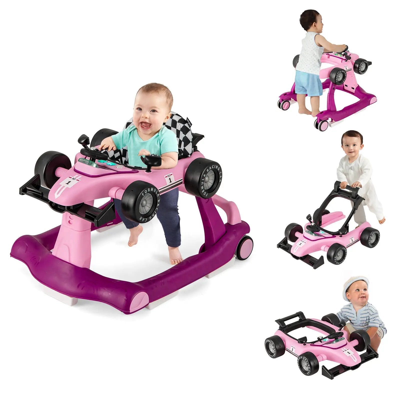 4-in-1 Foldable Activity Push Walker with Adjustable Height by DirectDeals