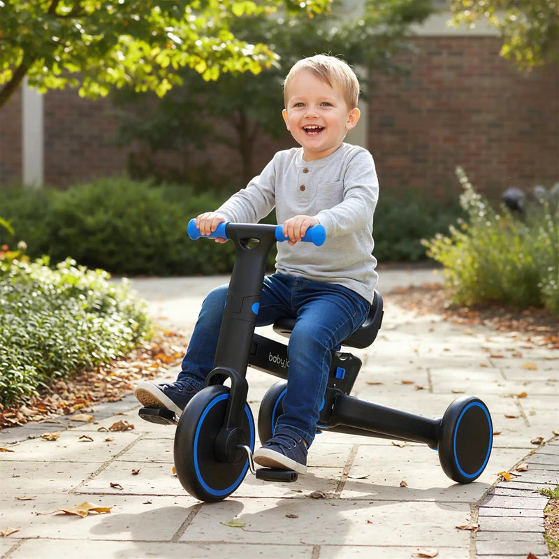 4-in-1 Foldable Toddler Tricycle with Push Handle with Adjustable Seat by DirectDeals