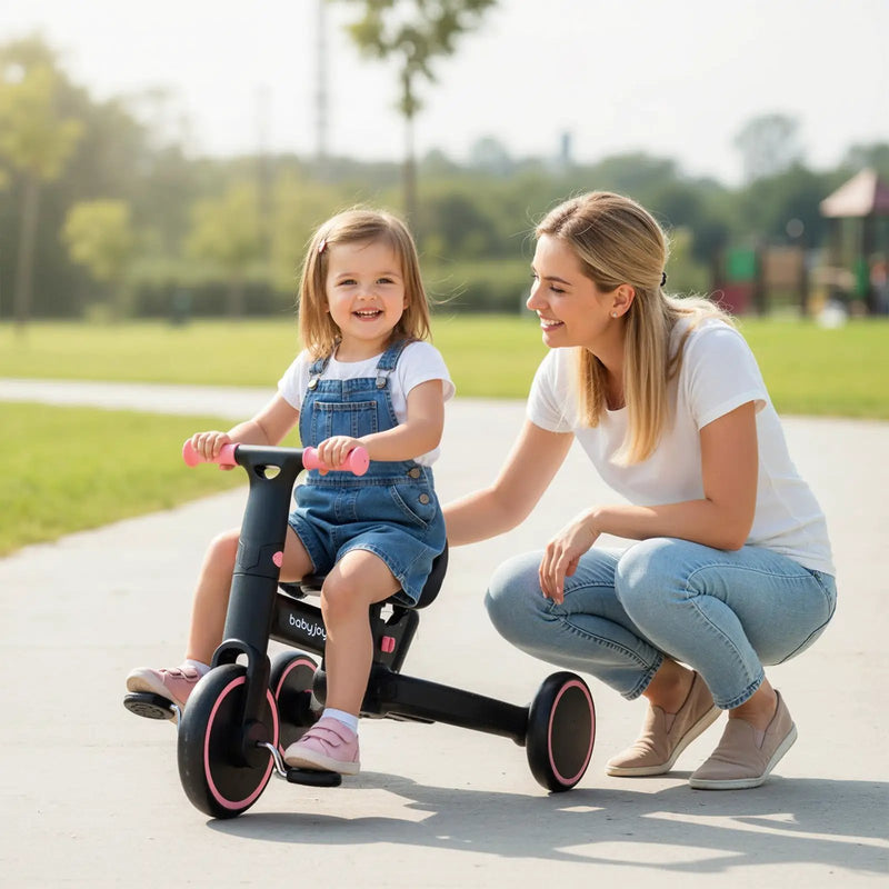 4-in-1 Foldable Toddler Tricycle with Push Handle with Adjustable Seat by DirectDeals