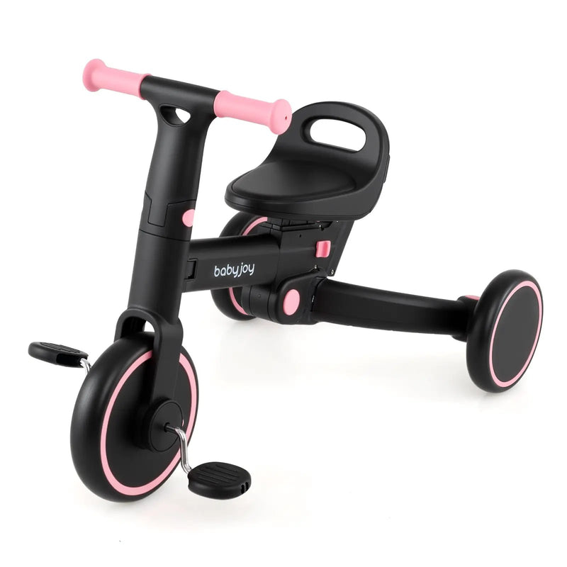 4-in-1 Foldable Toddler Tricycle with Push Handle with Adjustable Seat by DirectDeals