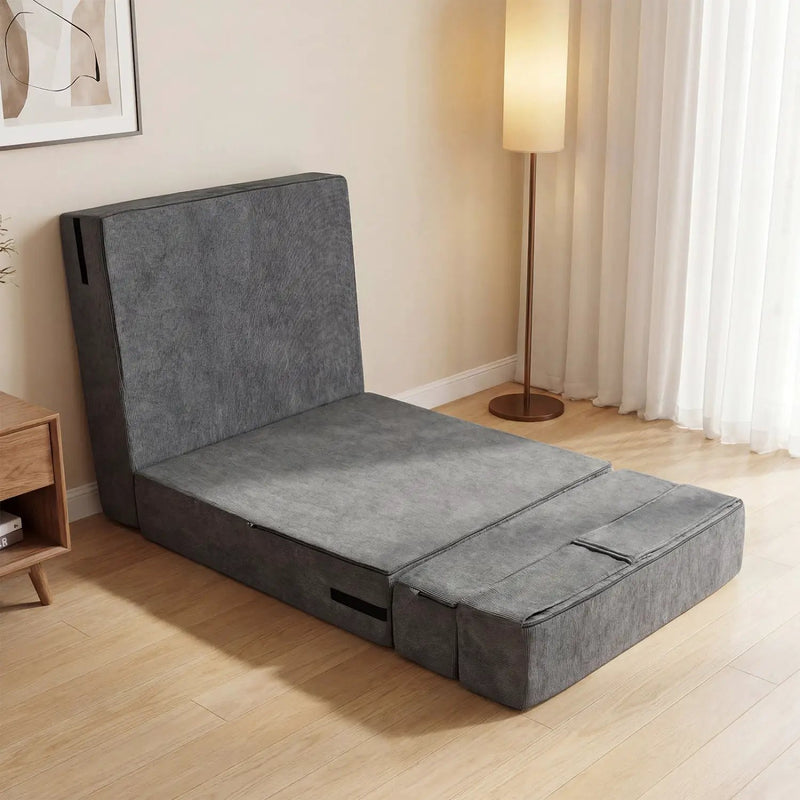 4-in-1 Folding Sofa Bed with Corduroy Cover and Smooth Zipper for Living Room by DirectDeals