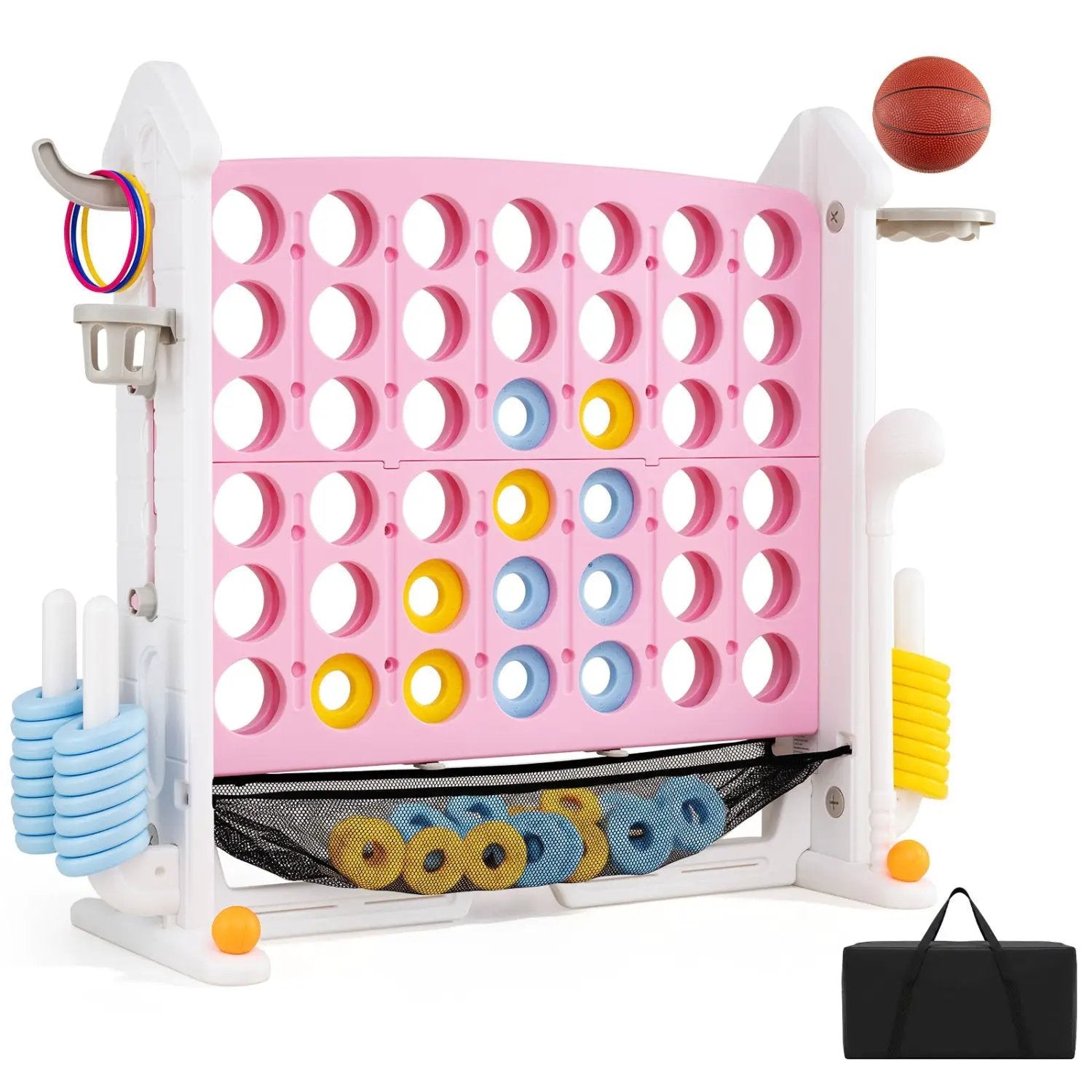 4-in-1 Adjustable Height Connect Game with Carry Bag by DirectDeals