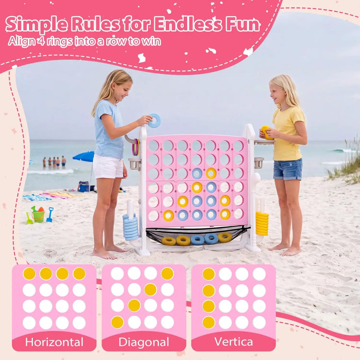 4-in-1 Adjustable Height Connect Game with Carry Bag, photo 21 of 24