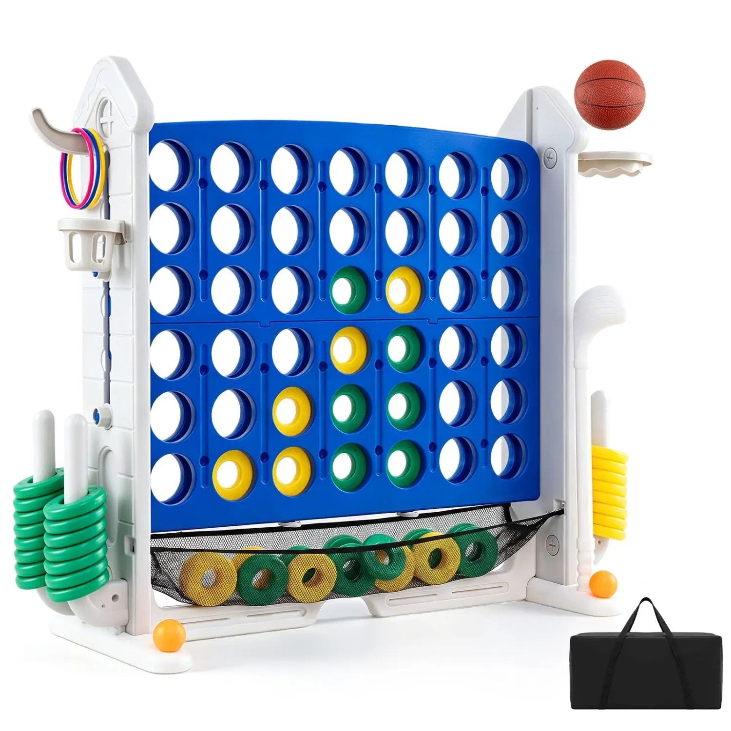 4-in-1 Adjustable Height Connect Game with Carry Bag by DirectDeals