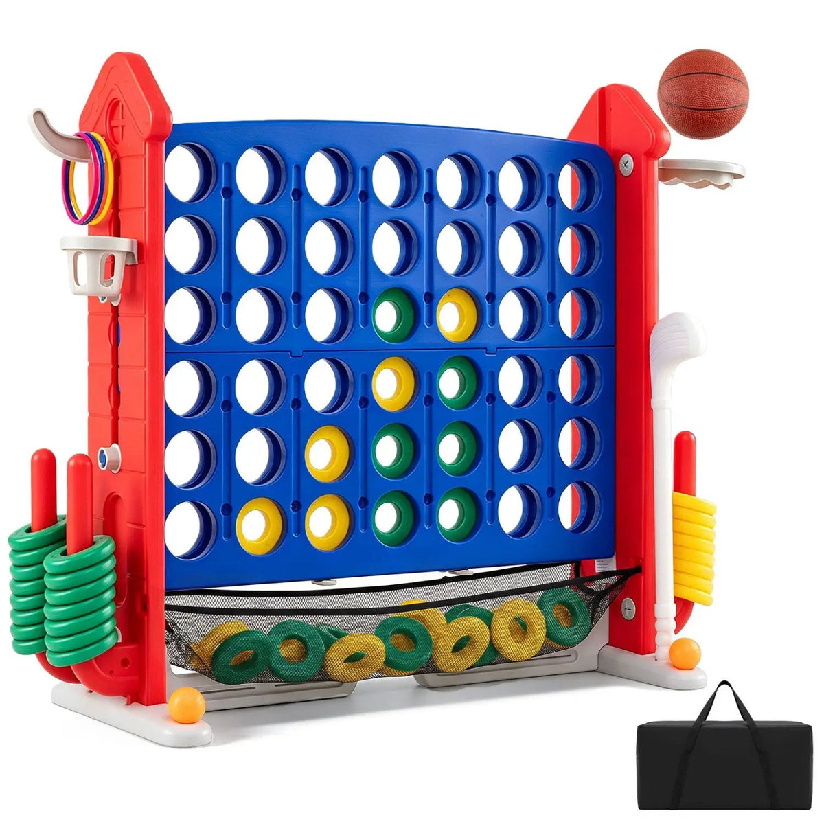 4-in-1 Adjustable Height Connect Game with Carry Bag, photo 11 of 24