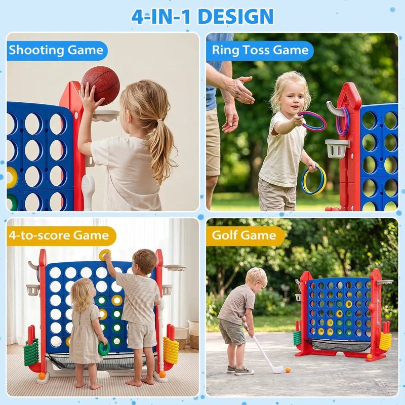 4-in-1 Adjustable Height Connect Game with Carry Bag by DirectDeals