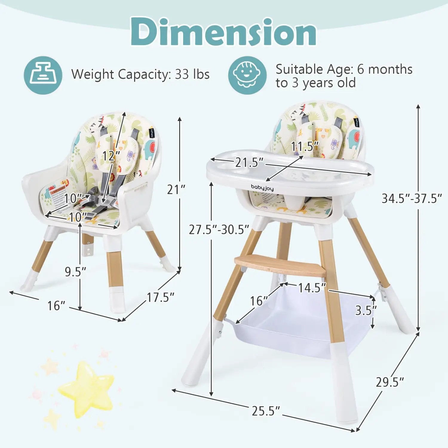 4 in 1 High Chair for Babies Convertible Toddler Highchair-Multicolor by DirectDeals
