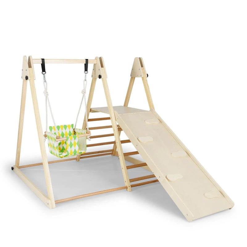 4-in-1 Indoor Jungle Gym with Baby Swing and Climbing Ramp by DirectDeals