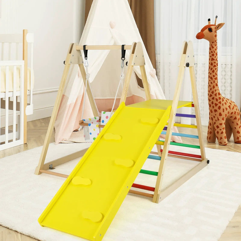 4-in-1 Indoor Jungle Gym with Baby Swing and Climbing Ramp by DirectDeals
