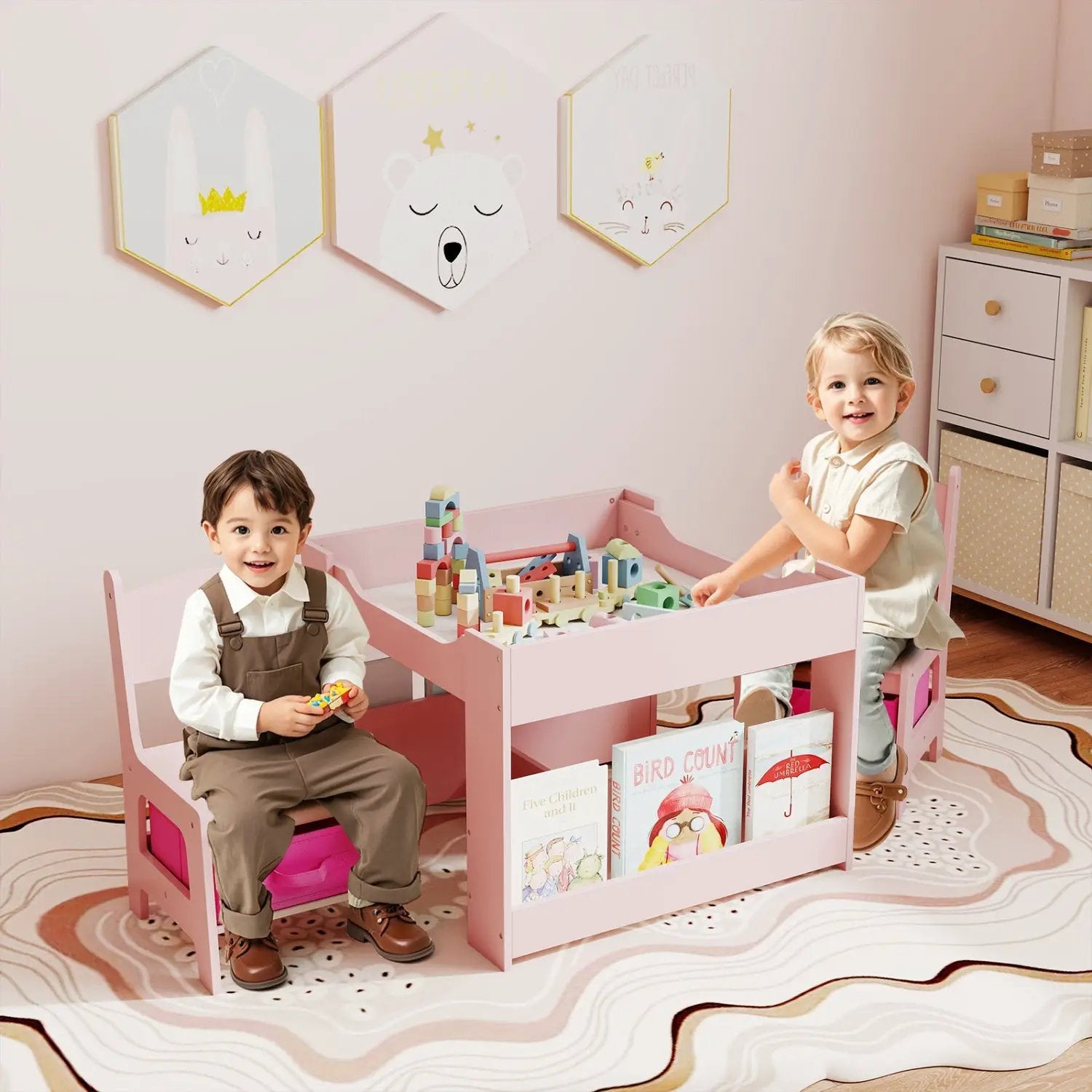 Kids Activity Table and 2 Chairs Set with Reversible Tabletop by DirectDeals