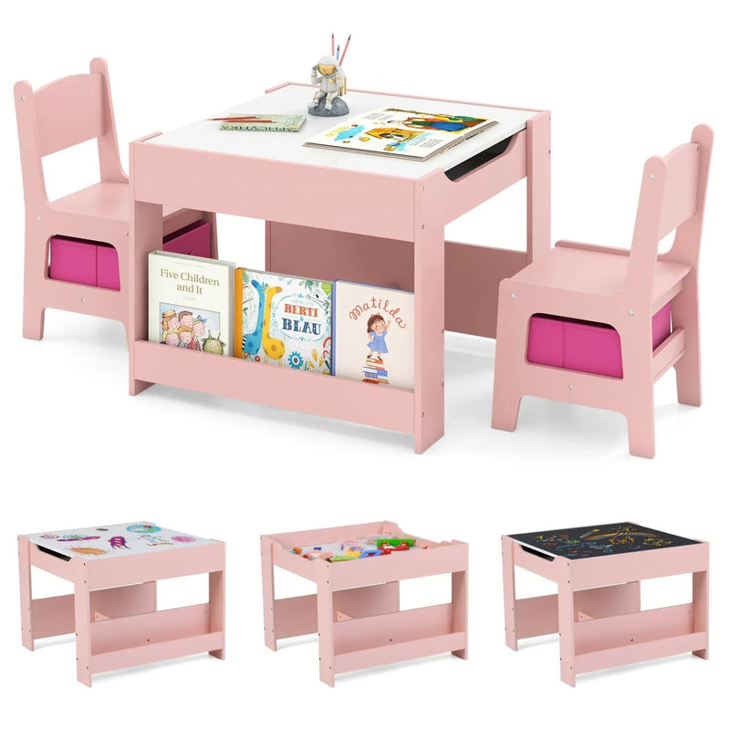 Kids Activity Table and 2 Chairs Set with Reversible Tabletop by DirectDeals