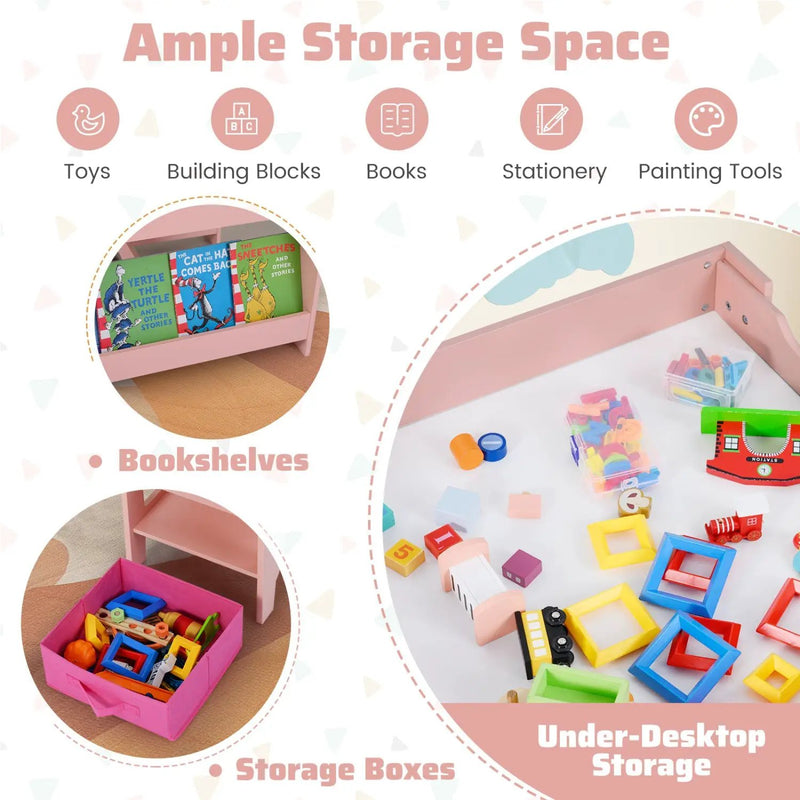 Kids Activity Table and 2 Chairs Set with Reversible Tabletop by DirectDeals