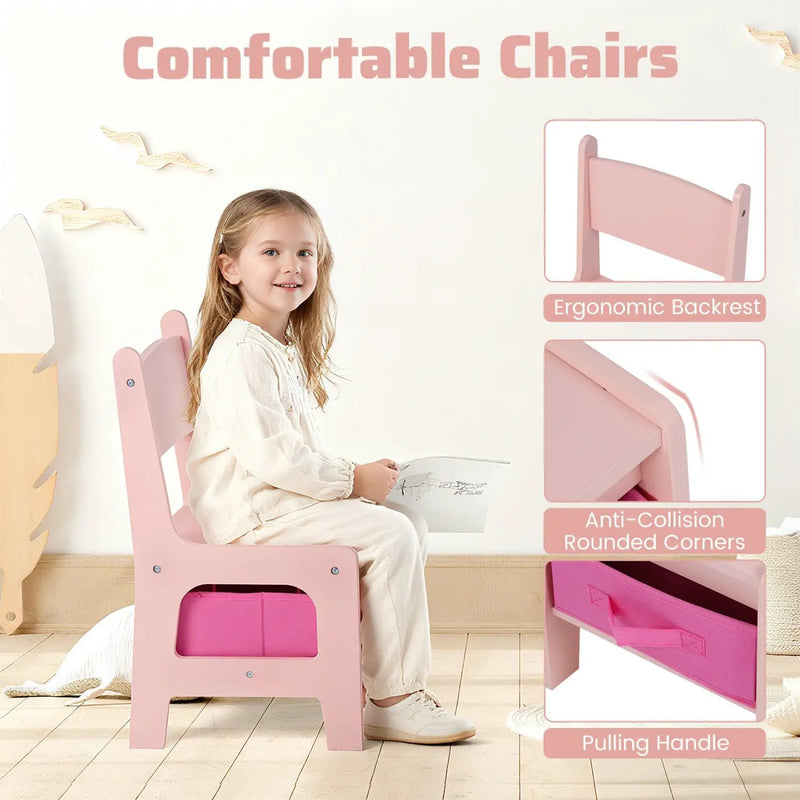 Kids Activity Table and 2 Chairs Set with Reversible Tabletop by DirectDeals