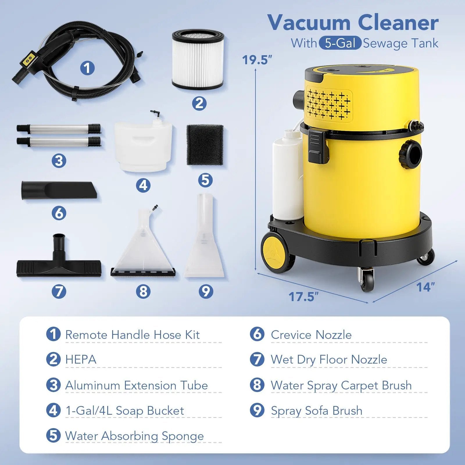 4-in-1 Portable Wet Dry Vacuum Cleaner-Yellow by DirectDeals